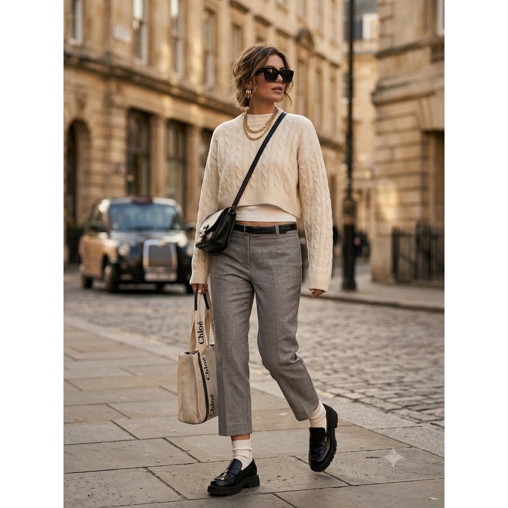 Vintage Chloé 100% Virgin Wool Low-Rise Tailored Pants - Gray - Made in France